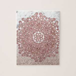 Roos gouden mandala marmer glitter ombre legpuzzel