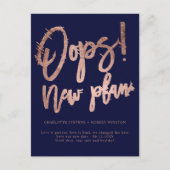 Roos gouden marine nieuwe plan bruiloft datum aankondigingskaart (Voorkant)