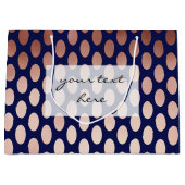 roos gouden marineblauw - poolpuntenpatroon groot cadeauzakje (Voorkant)