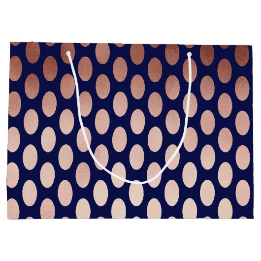 roos gouden marineblauw - poolpuntenpatroon groot cadeauzakje (Achterkant)