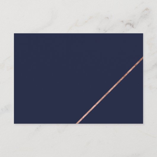 Roos gouden marineblauw script bruiloft richting informatiekaartje (Achterkant)