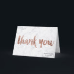 Roos gouden marmer bedankt je cadeau blauw2<br><div class="desc">Een moderne,  originele en chic penseelhandschrift in faux roos gold leaf en marvy blue,  dank u een cadeaukaart en kaart op een elegante en eenvoudige witte achtergrond</div>