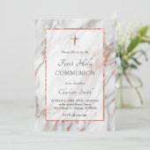 roos gouden marmer Eerste Communie Kaart (Staand voorkant)