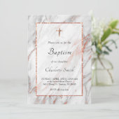 roos gouden marmer katholieke doop uitnodiging (Staand voorkant)