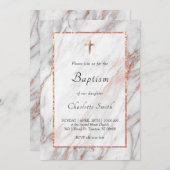 roos gouden marmer katholieke doop uitnodiging (Voorkant / Achterkant)