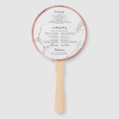 Roos gouden marmer luxe modern huwelijksprogramma handwaaier (Achterkant)