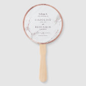 Roos gouden marmer luxe modern huwelijksprogramma handwaaier (Voorkant)