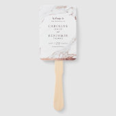 Roos gouden marmer luxe modern huwelijksprogramma handwaaier (Voorkant)