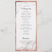 Roos gouden marmer luxe modern huwelijksprogramma programmakaart (Achterkant)