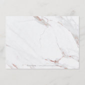 Roos gouden marmer luxe moderne bruiloft receptie informatiekaartje (Achterkant)