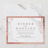 Roos gouden marmer luxe moderne bruiloft receptie informatiekaartje (Voorkant / Achterkant)