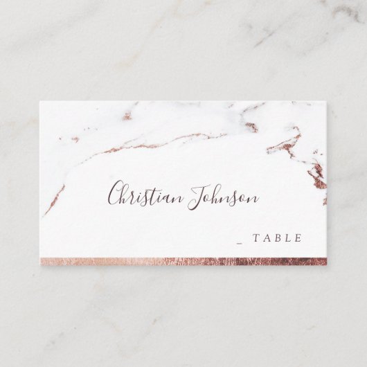 Roos gouden marmer luxe moderne trouwplaats kaarte plaatskaartje (Voorkant)