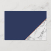 Roos gouden marmer marineschrift bruiloft richting informatiekaartje (Achterkant)