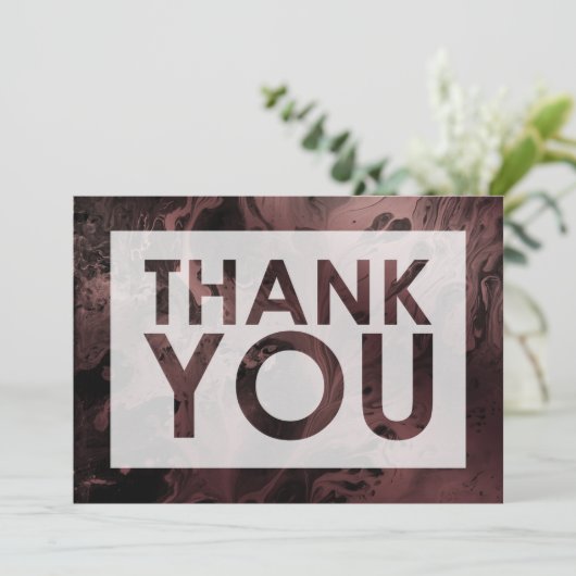 Roos Gouden Marmer Over Zwart met Knipsel Bedankkaart (Staand voorkant)