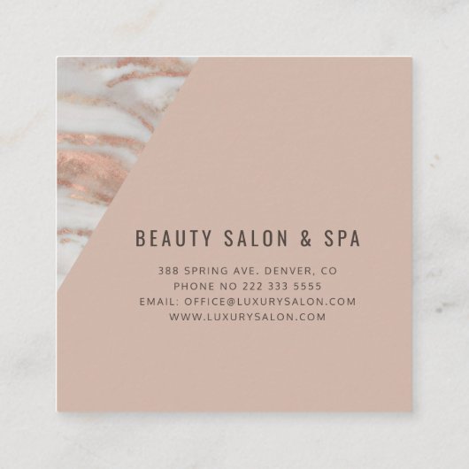 Roos gouden marmer unieke elegante professional vierkante visitekaartje (Achterkant)