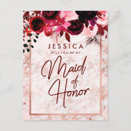 Roos Gouden Marmer Wil je mijn bruidsmeisje zijn Kaart