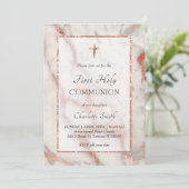 roos gouden marmeren achtergrond Eerste Heilige Co Kaart (Staand voorkant)