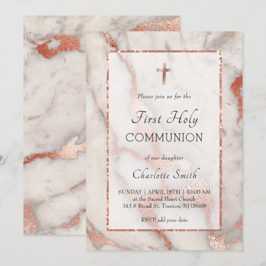 roos gouden marmeren achtergrond Eerste Heilige Co Kaart (Voorkant / Achterkant)