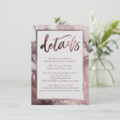 Roos gouden marmeren bruiloft details over lichtgr informatiekaartje (Staand voorkant)