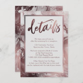 Roos gouden marmeren bruiloft details over lichtgr informatiekaartje (Voorkant / Achterkant)