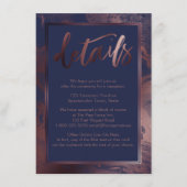 Roos gouden marmeren bruiloft details over marineb informatiekaartje (Voorkant)