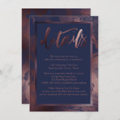 Roos gouden marmeren bruiloft details over marineb informatiekaartje (Voorkant / Achterkant)