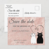 Roos gouden marmeren cartoon katten Bewaar de datu Aankondigingskaart (Voorkant / Achterkant)