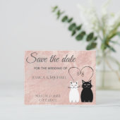 Roos gouden marmeren cartoon katten Bewaar de datu Aankondigingskaart (Staand voorkant)