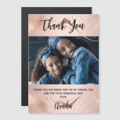 Roos gouden marmeren foto dank u magneet (Voorkant / Achterkant)