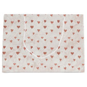 Roos gouden marmeren harten geschenkzak groot cadeauzakje (Voorkant)