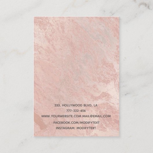 Roos gouden marmeren Logo Oorbel display Visitekaartje (Achterkant)