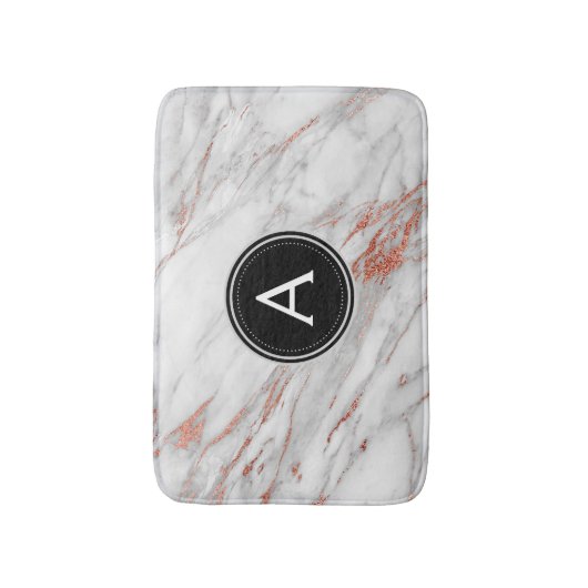 Roos gouden marmeren monogram badmat (Voorkant Verticaal)