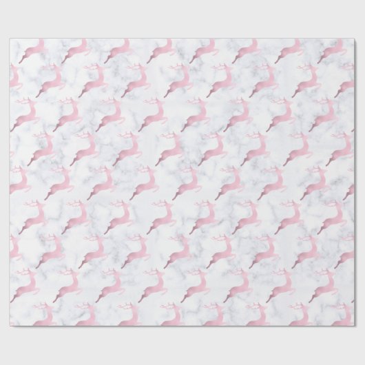 Roos gouden marmerrendierpatronen cadeaupapier (Vlak)