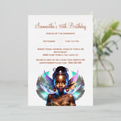 Roos gouden melanine fee prinses betoverd real folie uitnodiging (Staand Voorkant)