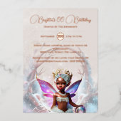 Roos gouden melanine fee winterse grillige portal folie uitnodiging (Voorkant)