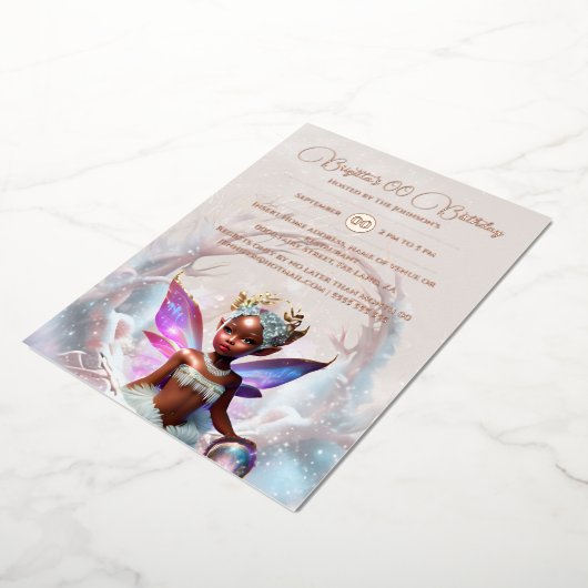 Roos gouden melanine fee winterse grillige portal folie uitnodiging (Gedraaid)