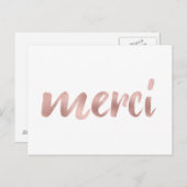 Roos gouden merci briefkaarten, dank u, folie lett briefkaart (Voorkant / Achterkant)