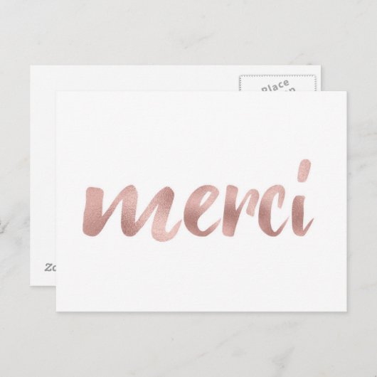 Roos gouden merci briefkaarten, dank u, folie lett briefkaart (Voorkant / Achterkant)