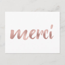 Roos gouden merci briefkaarten, dank u, folie lett briefkaart