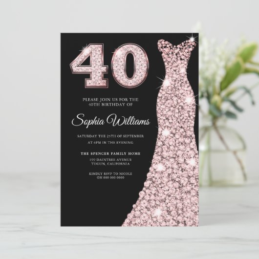 Roos gouden mest op 40e verjaardag Black Kaart (Staand voorkant)