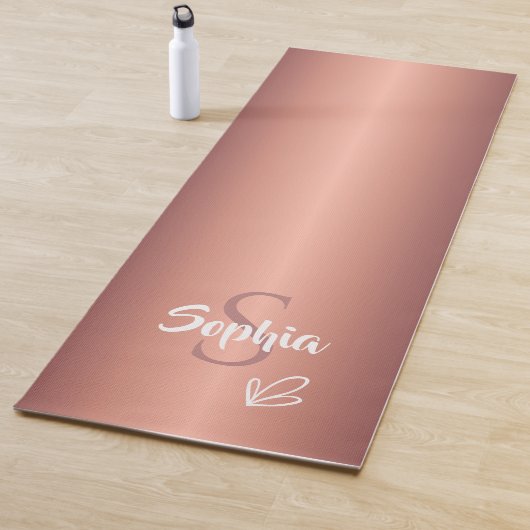 Roos gouden metaal monogram naam script yogamat (In situ)