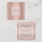 Roos-gouden metallic achtergrond vierkante visitekaartje (Voorkant / Achterkant)