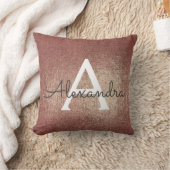 Roos Gouden Metallic Folie Monogram Naam en Initia Kussen (Deken)