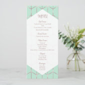 Roos Gouden Mint Groen Chique Geometrisch Bruiloft Menu (Staand voorkant)