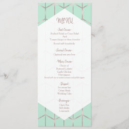 Roos Gouden Mint Groen Chique Geometrisch Bruiloft Menu
