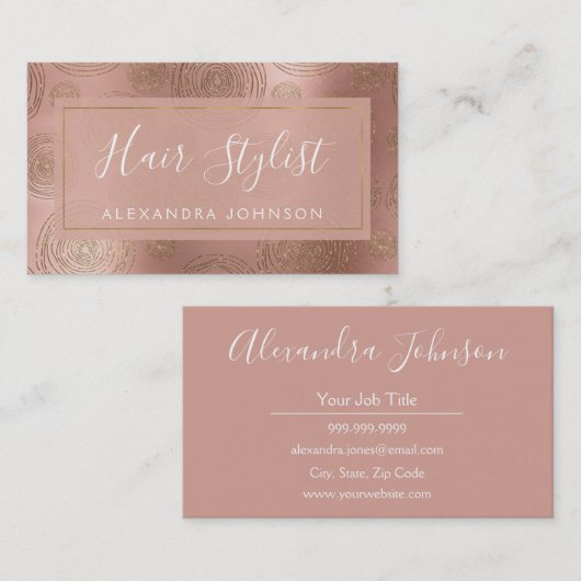 Roos Gouden Mode en Beauty Circle Pattern Visitekaartje (Voorkant / Achterkant)