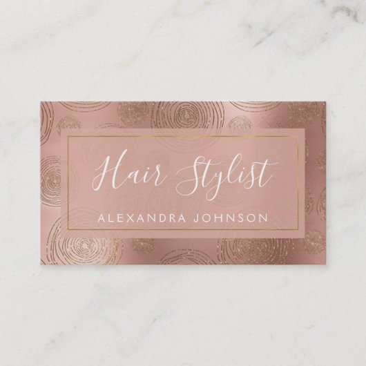 Roos Gouden Mode en Beauty Circle Pattern Visitekaartje (Voorkant)