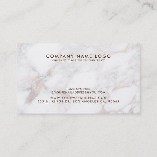 Roos-gouden moderne faux marmeren steen visitekaartje (Achterkant)