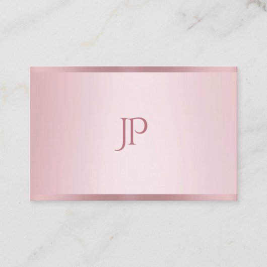 Roos Gouden Moderne Minimalistische Monogram Sjabl Visitekaartje (Voorkant)