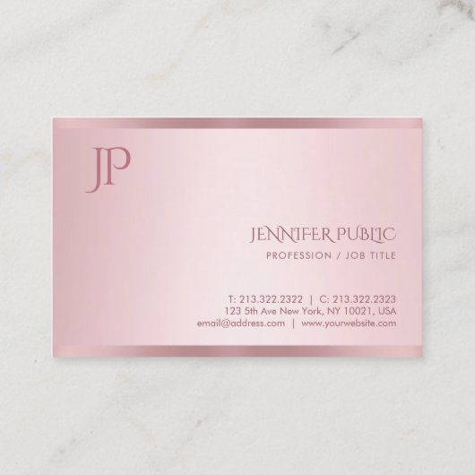 Roos Gouden Moderne Minimalistische Monogram Sjabl Visitekaartje (Achterkant)